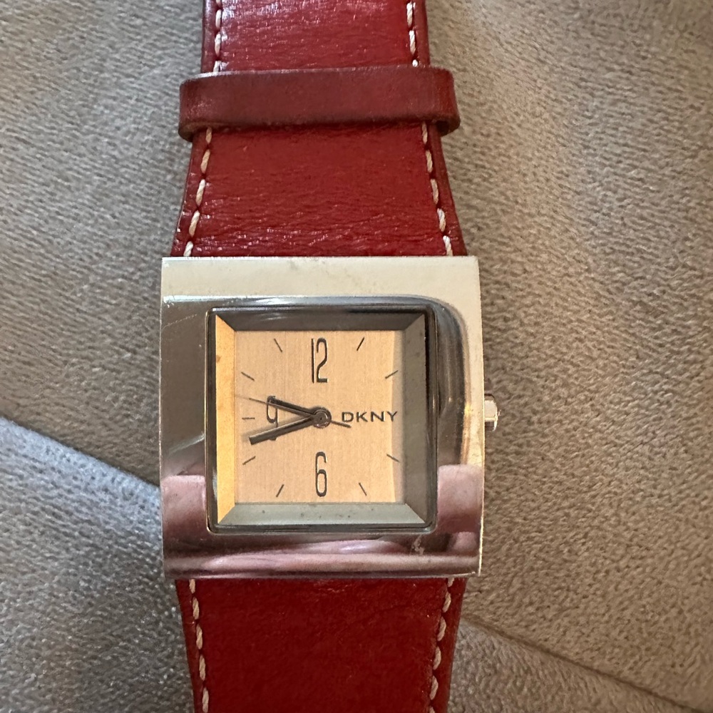 DKNY Red and Silver Women's Watch